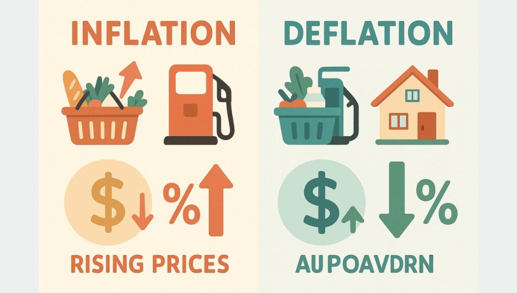 Comparison chart between inflation and deflation in terms of forex impact