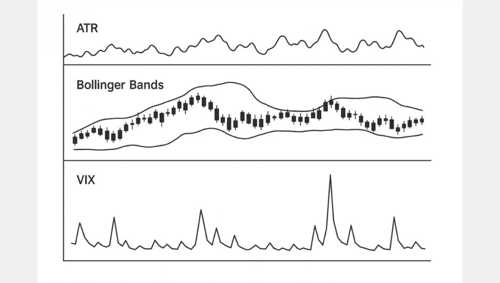 Visual representation of trading indicators like ATR, Bollinger Bands, and VIX