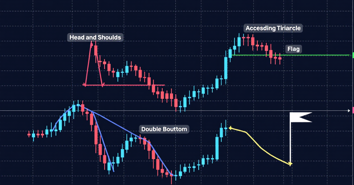 Graphic comparing stock reversal and continuation chart patterns side by side.