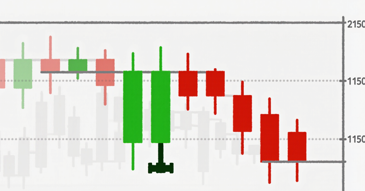 Upside down hammer candlestick pattern showing potential bullish reversal