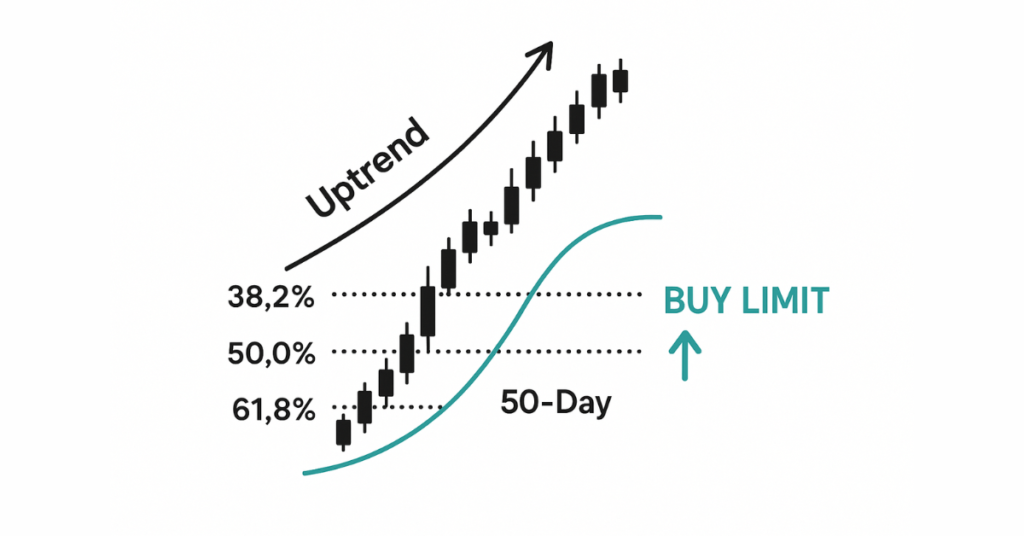 Buy limit strategy using retracement in trending market