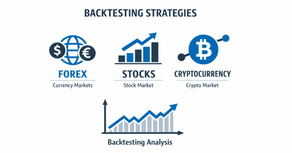 Backtesting strategies in Forex, stocks, and crypto markets
