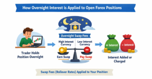 Forex swap showing overnight interest on long and short positions