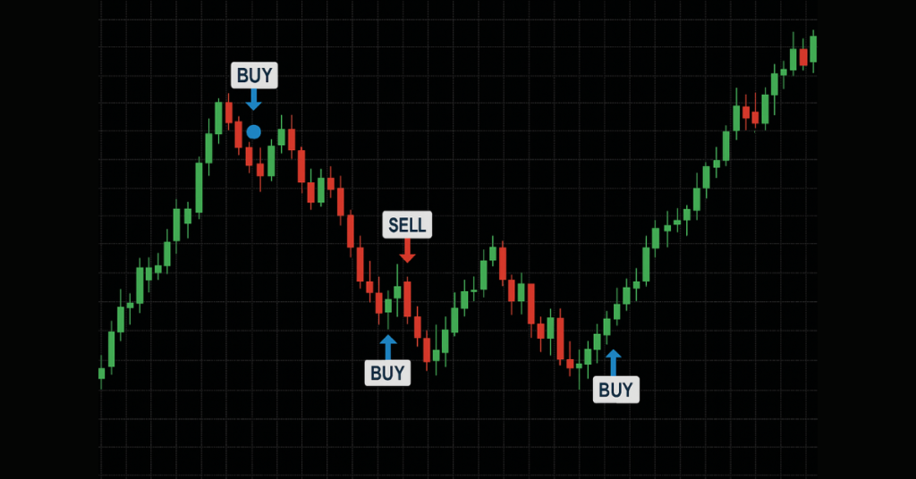 MT4 chart displaying entry signals for trades