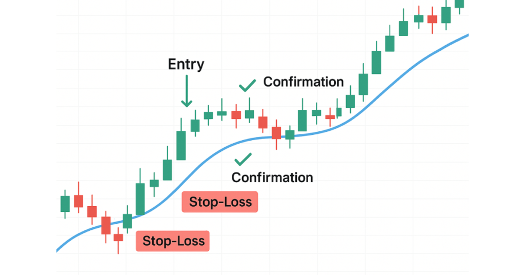MT4 chart applying entry indicator with strategy confirmation