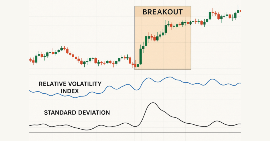 RVI and standard deviation indicators on MT5 chart