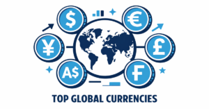 Global top 10 currencies including USD, EUR, JPY, GBP, and more