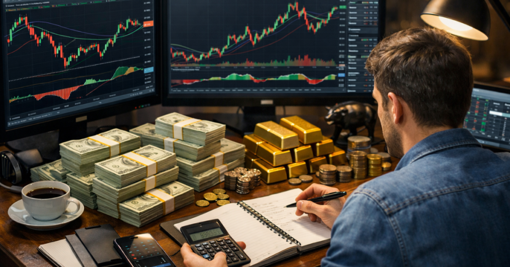 Trader managing trading capital in financial markets