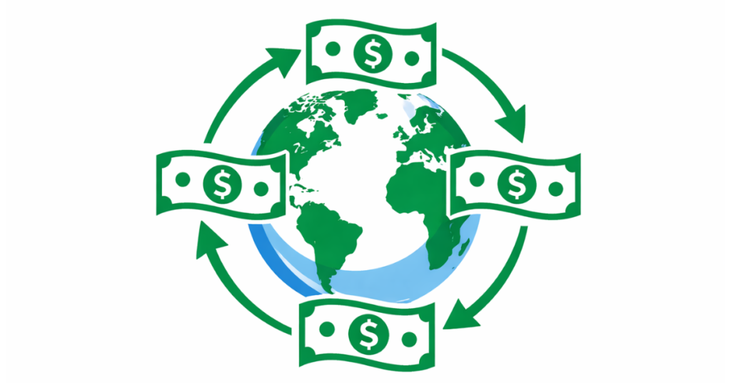 Illustration of US dollar with globe

