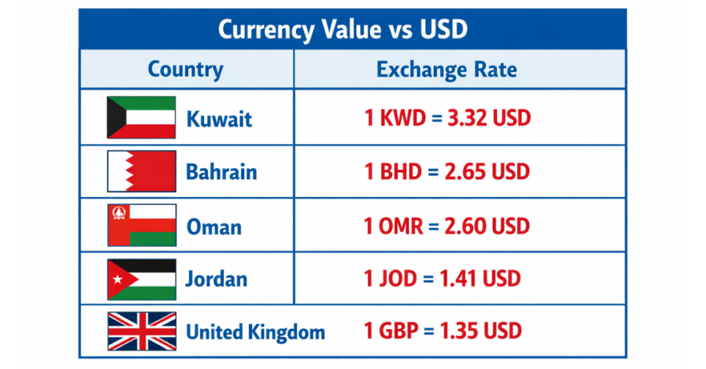 “Comparison of strongest currencies against USD”

