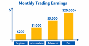 Chart showing monthly trading earnings