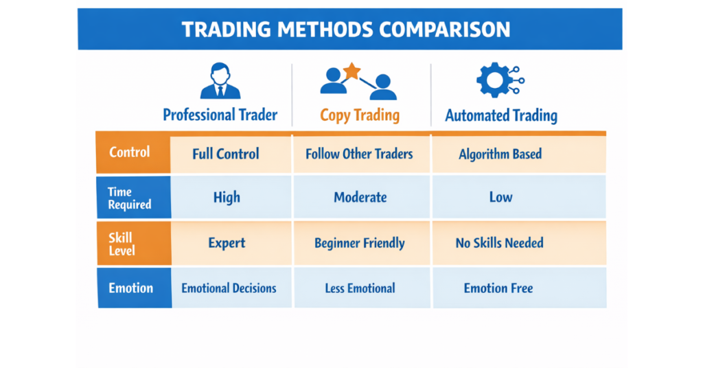Comparison of trading methods


