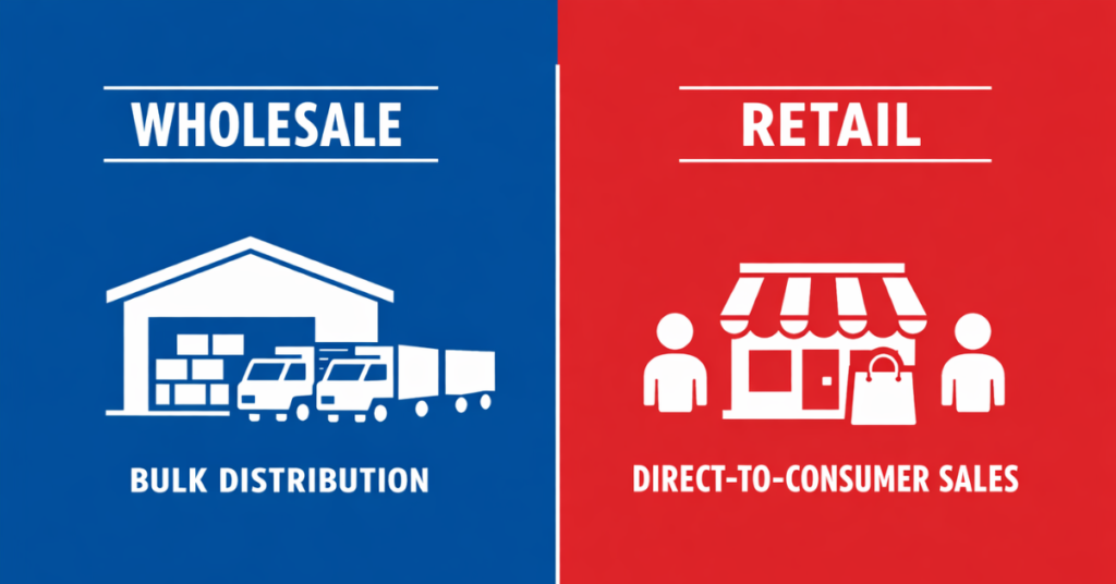 Visual showing difference between wholesale and retail trade

