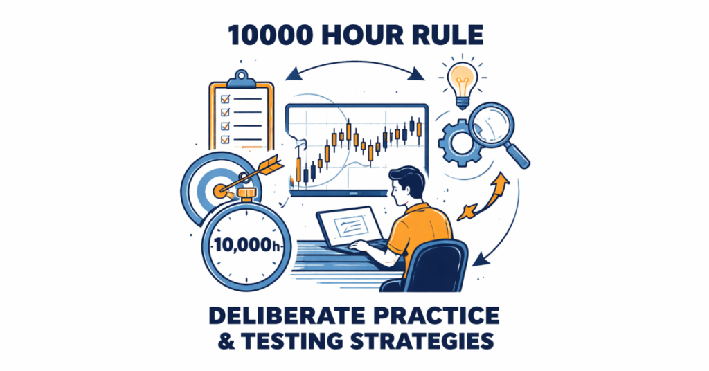 Forex trader practicing on demo account with charts and indicators

