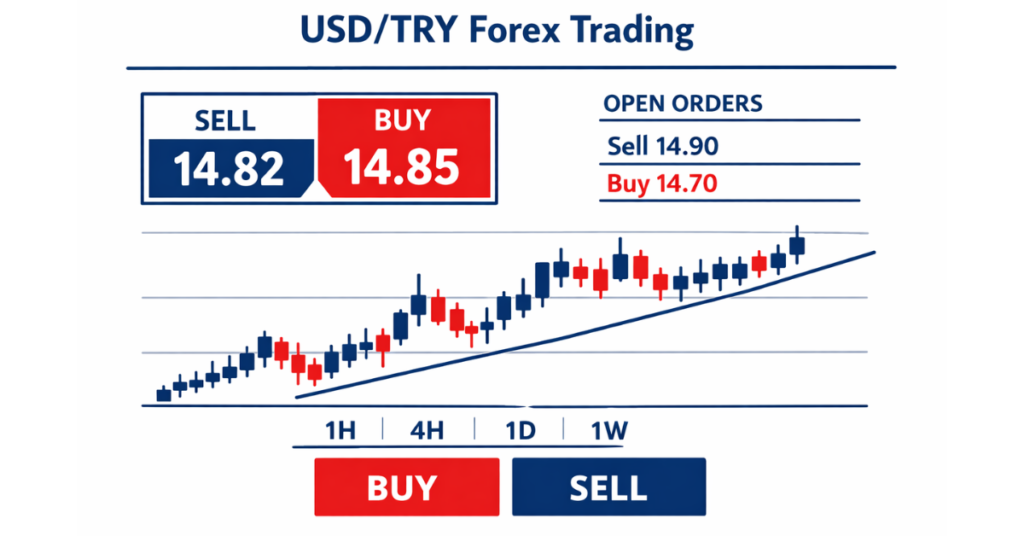 USD/TRY forex trading platform with charts