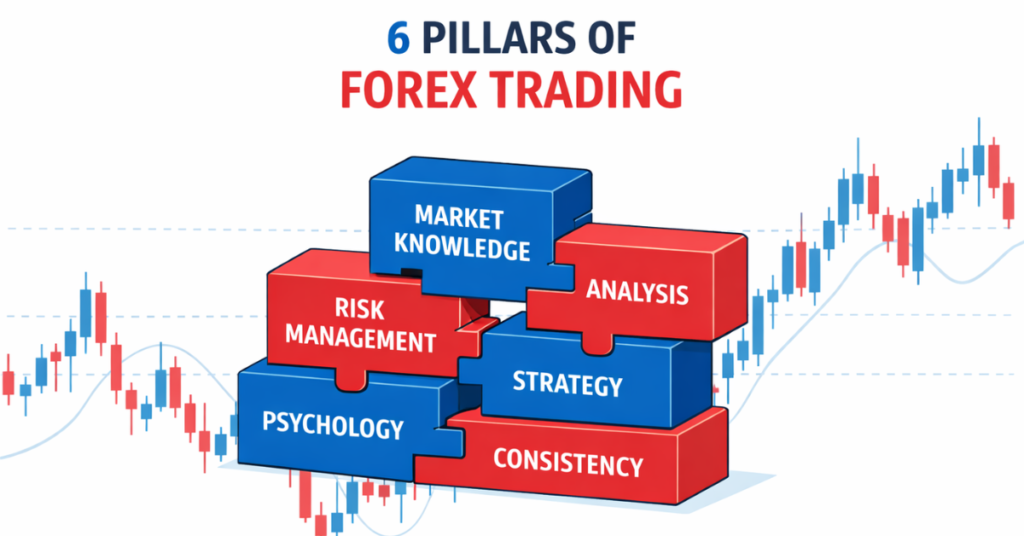 6 pillars of forex trading explained with structured framework diagram