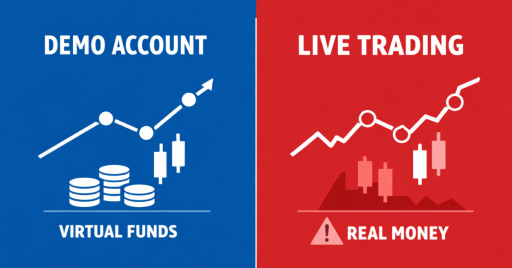 Comparison between forex demo account and live trading account