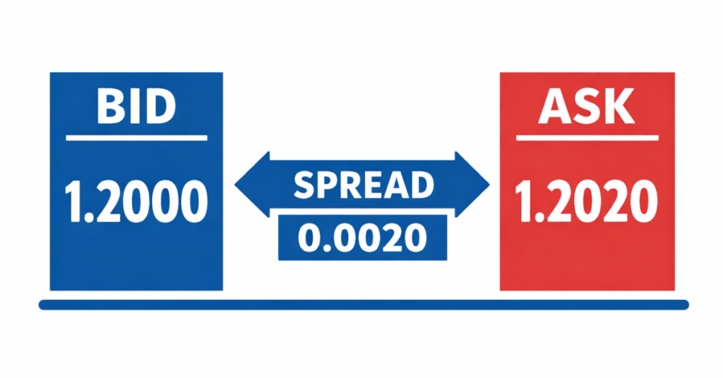 forex spread bid ask price difference illustration