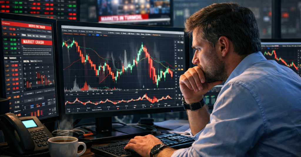 Forex trader using scalping and breakout strategy in volatile market