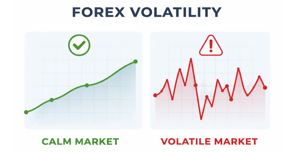 forex volatility explained with high vs low volatility comparison chart