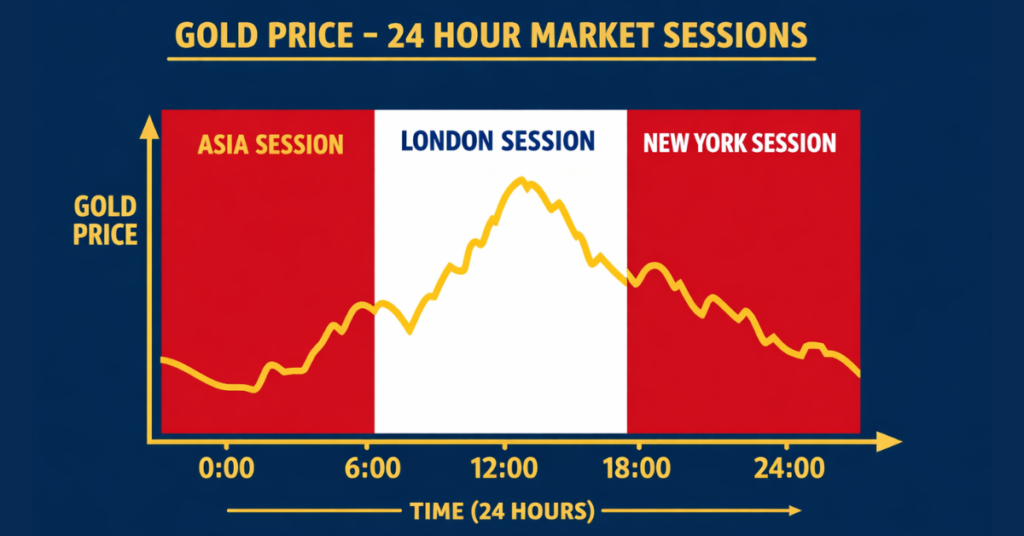 Gold market trading hours global session chart showing 24 hour forex structure