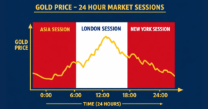 “Gold market trading hours global session chart showing 24 hour forex structure”