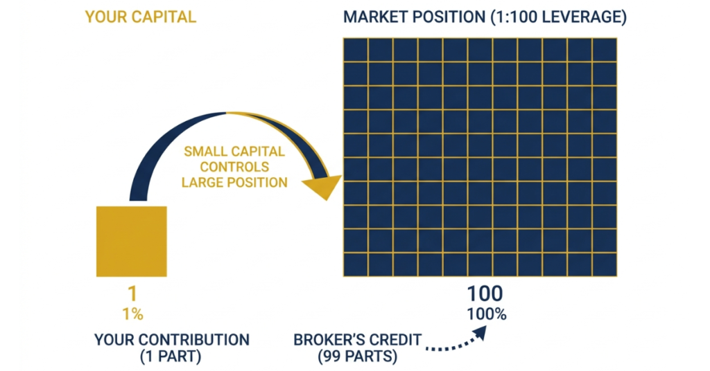 How leverage works in trading simple visual example of position control using margin