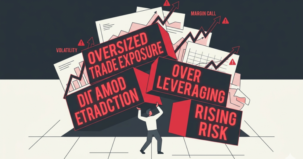 What is over leveraging in trading concept showing high risk exposure in forex trading