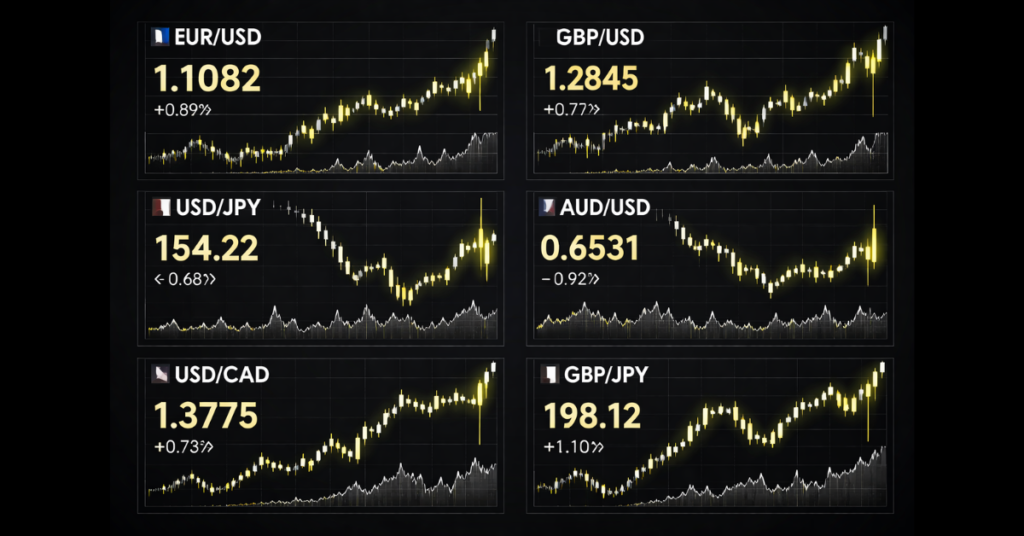top 10 most volatile forex pairs chart showing high price movement