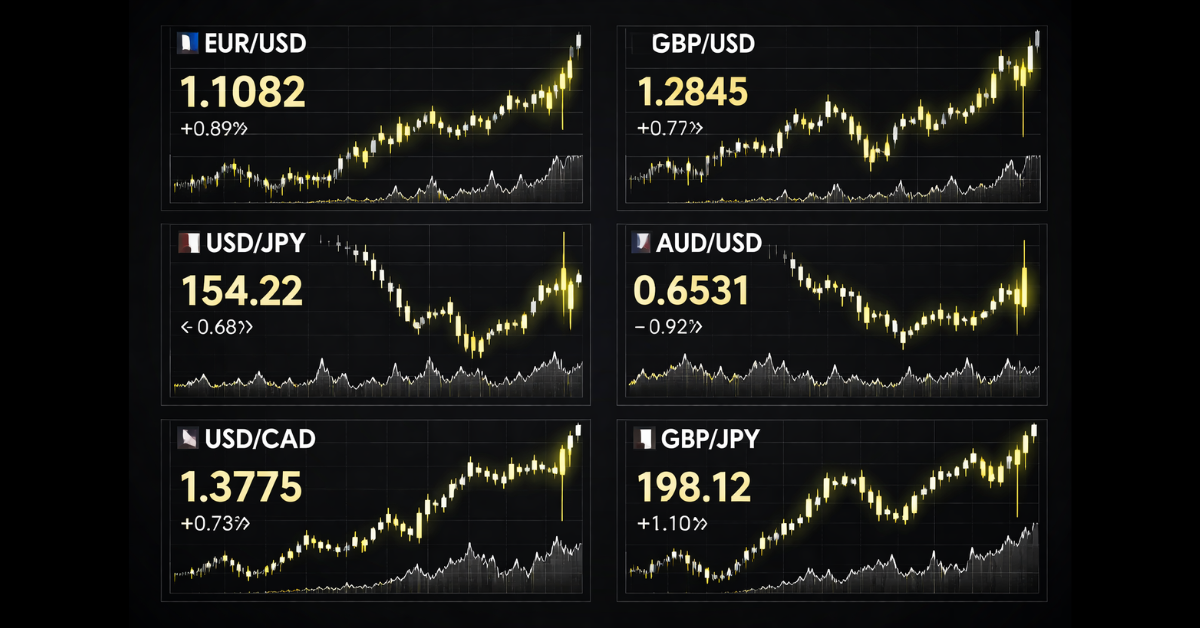 top 10 most volatile forex pairs chart showing high price movement