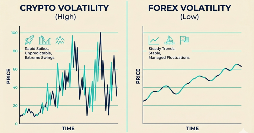 example of high vs low volatility in trading