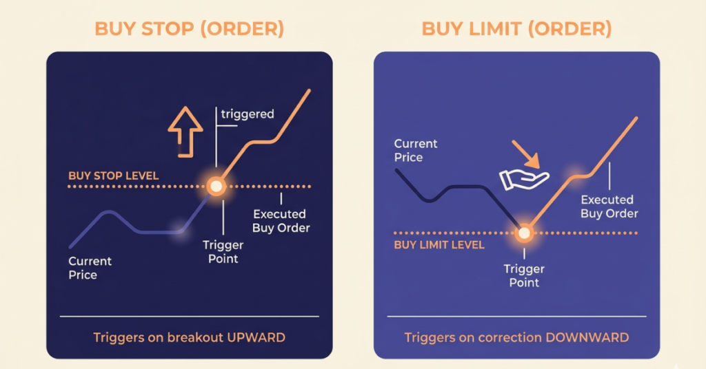 Difference between buy stop and buy limit orders in forex trading