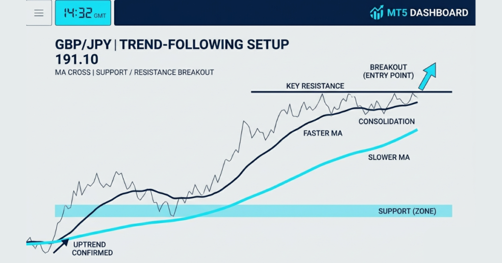GBP/JPY cross currency pair trading strategy on MetaTrader 5
