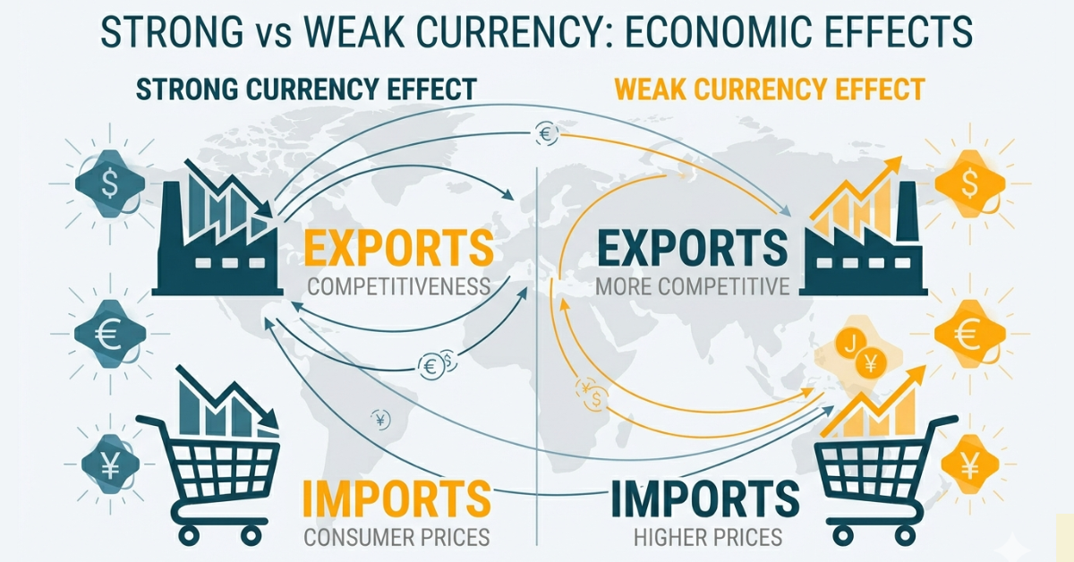 Strong vs weak currency impact on imports exports and international trade