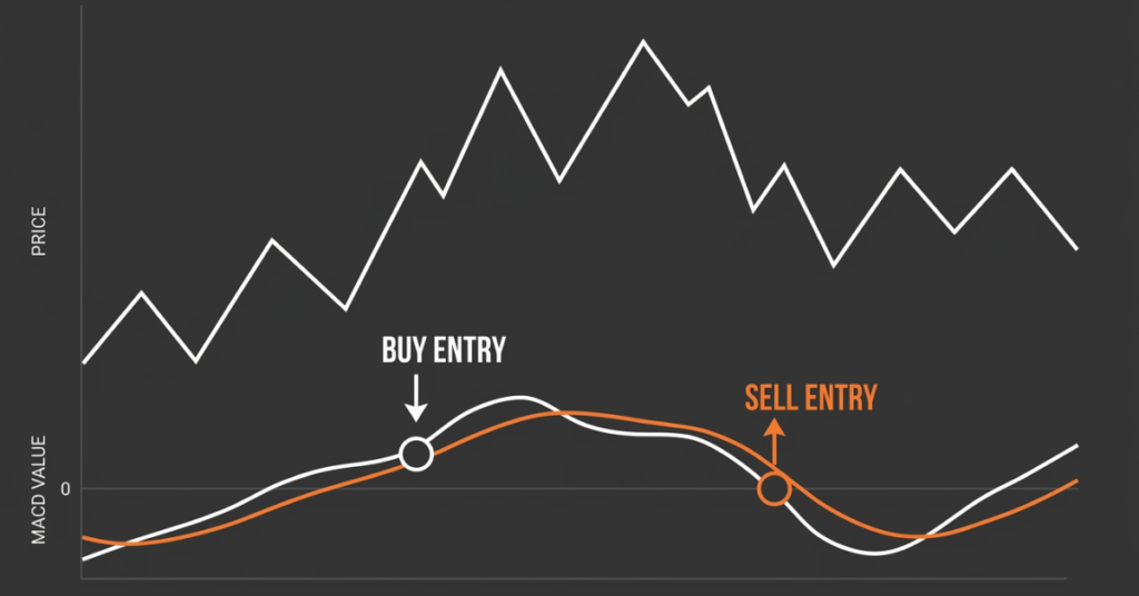 MACD signal line crossover strategy example in forex trading