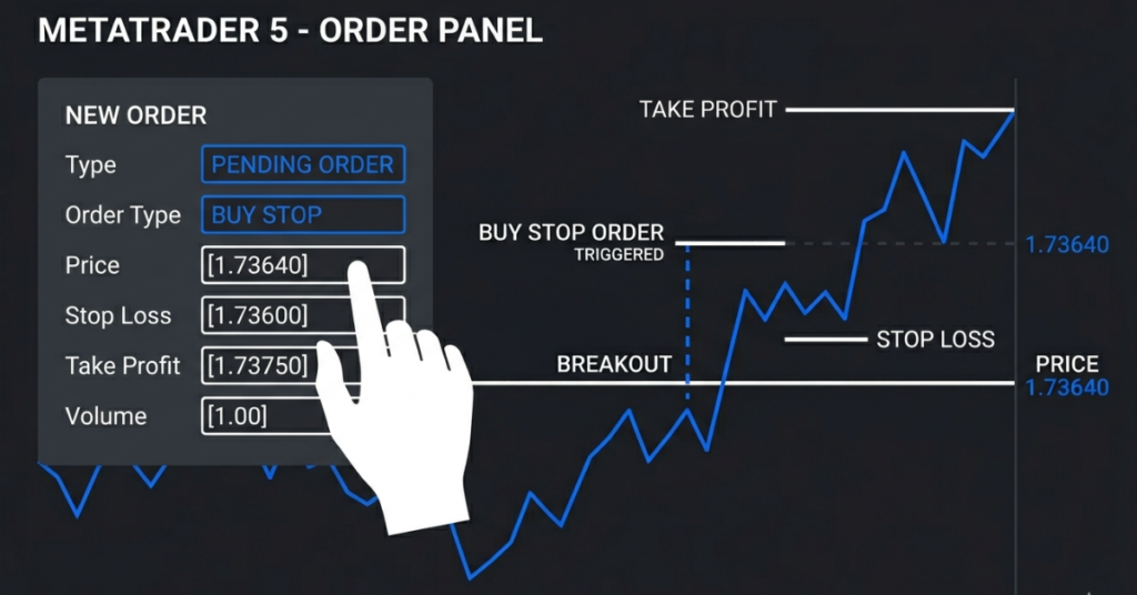 Setting a buy stop pending order with stop loss on MetaTrader 5