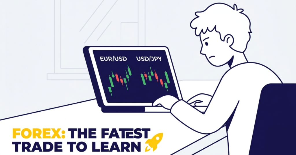 Beginner learning forex trading with EUR/USD charts on MT5 platform
