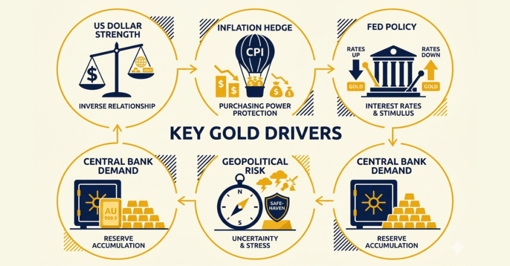 factors affecting xauusd price including usd inflation and central banks