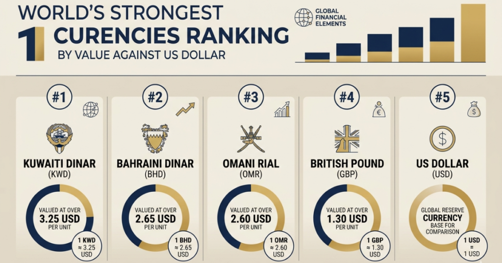 Strongest currencies in the world ranked by exchange rate value in 2026