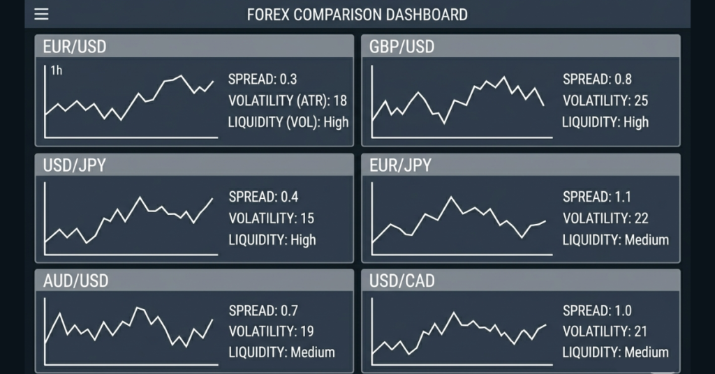 Comparison of top forex pairs for intraday trading based on spreads and liquidity