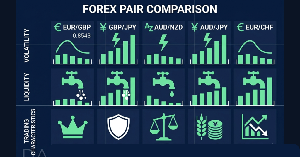 Comparison of the best forex cross pairs to trade and their key characteristics