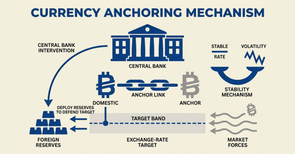 Fixed exchange rate system explained with currency peg and central bank