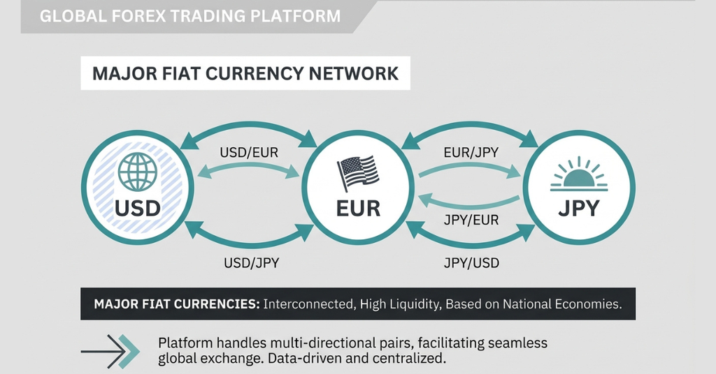 National fiat currencies traded in the forex market