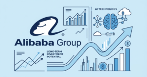 Alibaba stock investment analysis showing growth charts and AI business expansion.