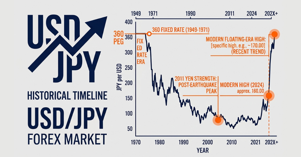 USD to JPY historical exchange rate timeline

