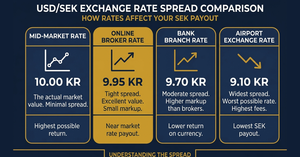 USD to SEK spread and exchange cost comparison